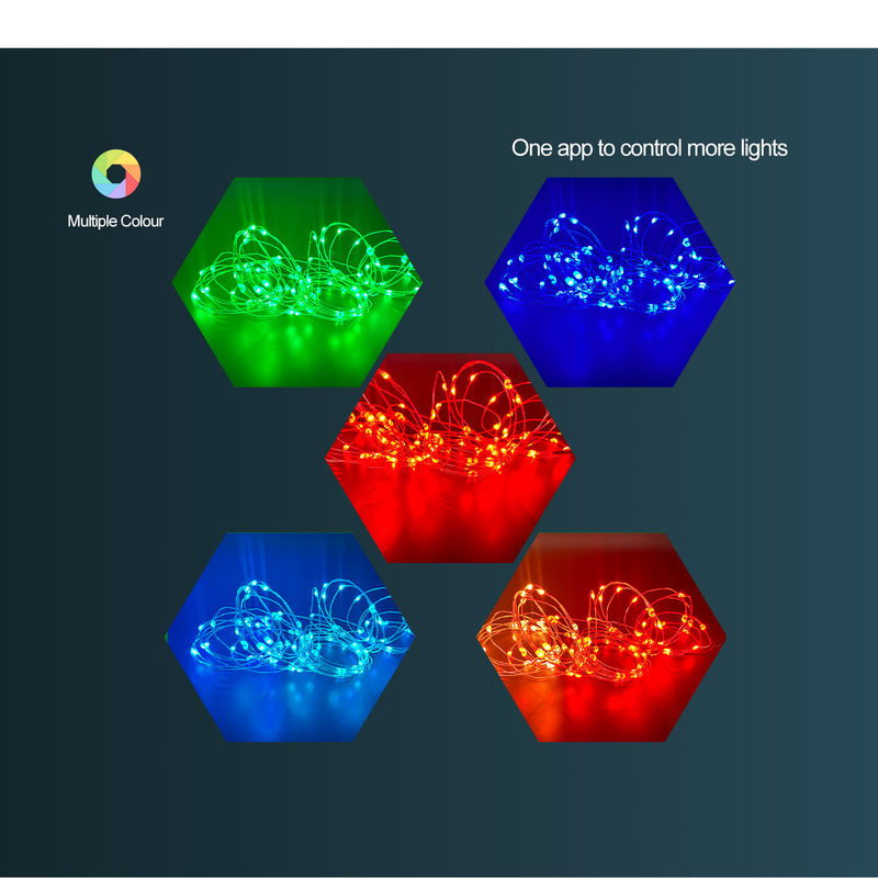 ซิงค์กันน้ำสมาร์ทไฟตกแต่งพลังงานแสงอาทิตย์ RGB WIFI APP ควบคุม LED ลวดทองแดง