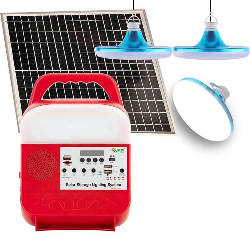 Home 12v DC Solar Lighting Energy System มินิแบบพกพา 25w Ups Portable Home Mp3
