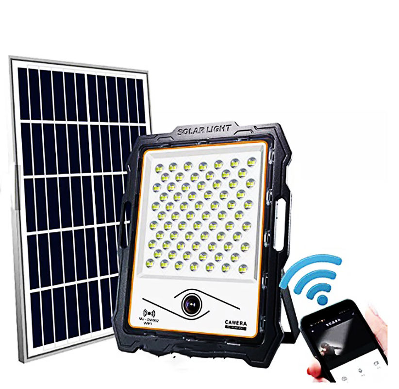 ไฟ LED พลังงานแสงอาทิตย์ 100W พร้อมกล้องวิดีโอ BSOD Street Motion Portable PIR Remote