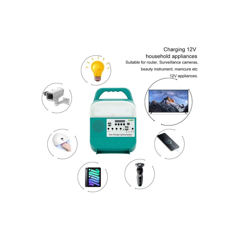 80W 10000mAh สถานีพลังงานแสงอาทิตย์แบบพกพาพร้อมเครื่องกำเนิดแบตเตอรี่ไฟ LED USB DC