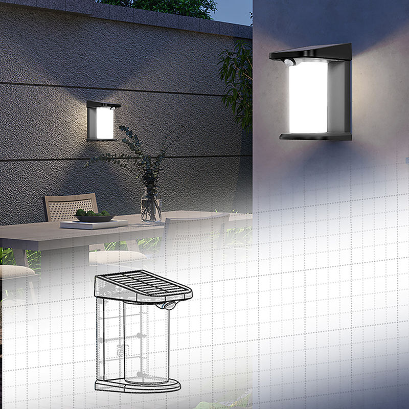 ไฟผนังแสงอาทิตย์ CRI 80 6000K-6500K สีขาวเฉลี่ย -5-50°C เครื่องประดับเซ็นเซอร์การเคลื่อนไหว