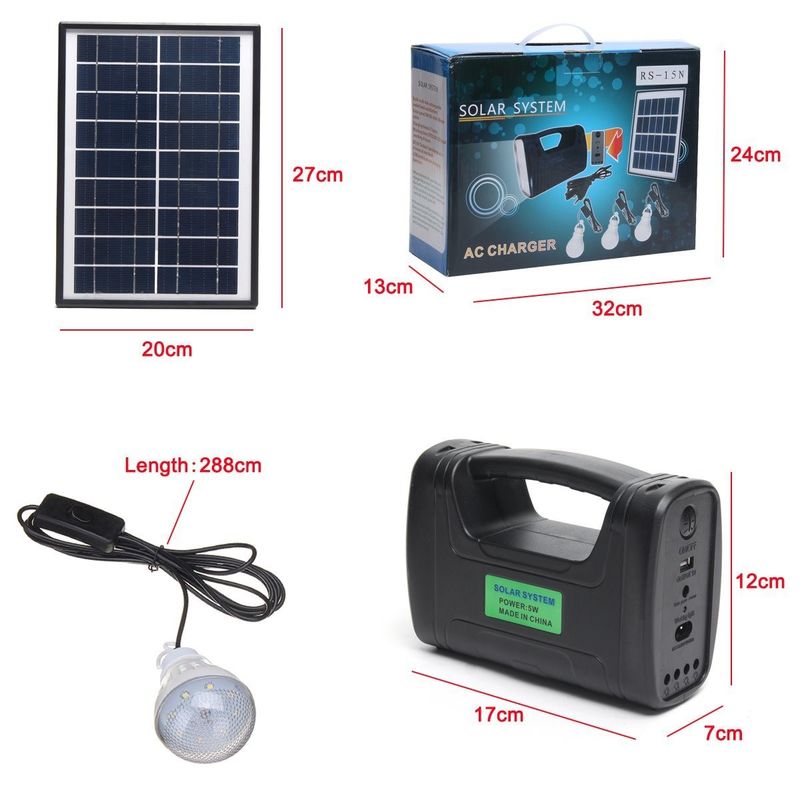 12PCS SMD LED 3W 4W 5W ชุดโคมไฟพลังงานแสงอาทิตย์ในร่มพร้อมแบตเตอรี่ตะกั่วกรด 4Ah