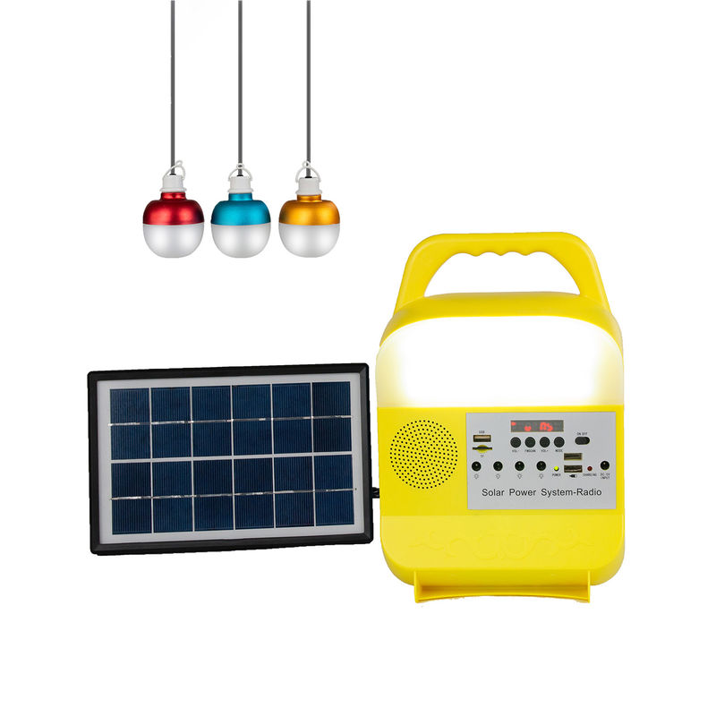 ระบบแผงโซลาร์เซลล์ 12W 4 หลอดไฟ LED ชุดระบบไฟส่องสว่างพลังงานแสงอาทิตย์แบบพกพา