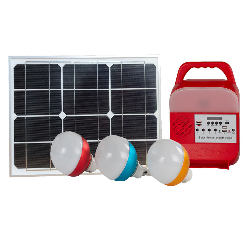 ISO 15W ธนาคารพลังงานแสงอาทิตย์ไฟ LED Mono Crystalline Cell Off Grid Solar Lighting Kit