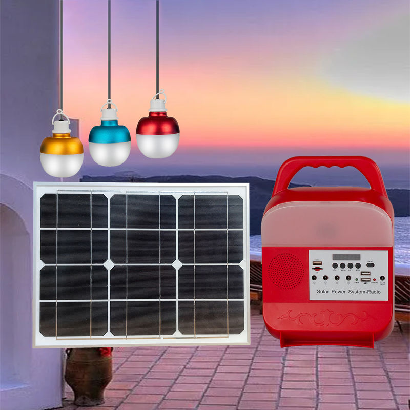 ISO 15W ธนาคารพลังงานแสงอาทิตย์ไฟ LED Mono Crystalline Cell Off Grid Solar Lighting Kit