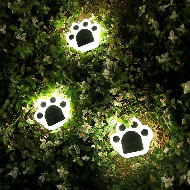 ไฟตกแต่งพลังงานแสงอาทิตย์ขนาด 5,000K 70lm เสียบ Cat Paw Print โคมไฟสนามหญ้าพลังงานแสงอาทิตย์