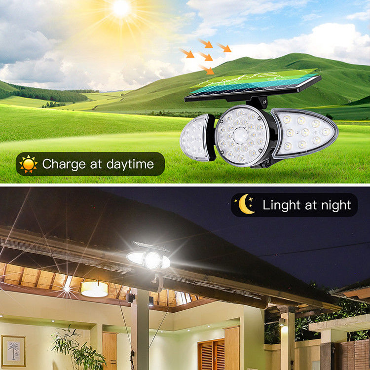 40000H อายุการใช้งาน 3.7V 2500mAh โคมไฟติดผนังพลังงานแสงอาทิตย์ 38PCS LED Wall Motion Sensor Light
