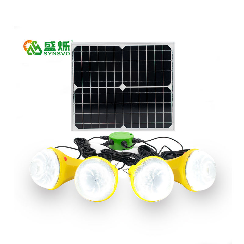 4 โหมด 25W 6V แบบพกพาระบบพลังงานแสงอาทิตย์ภายในบ้านไฟ LED พลังงานแสงอาทิตย์พร้อมแผงโซลาร์เซลล์