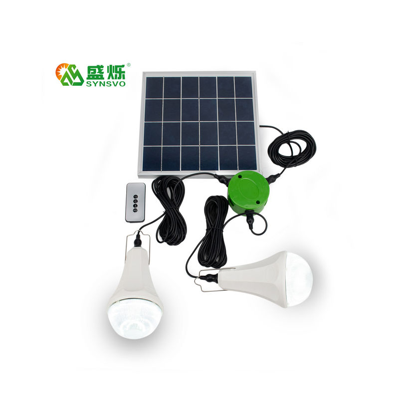 CE ROHS 10W 5V 2pcs * 3W ชุดหลอดไฟพลังงานแสงอาทิตย์พร้อมแผงโซลาร์เซลล์โมโน