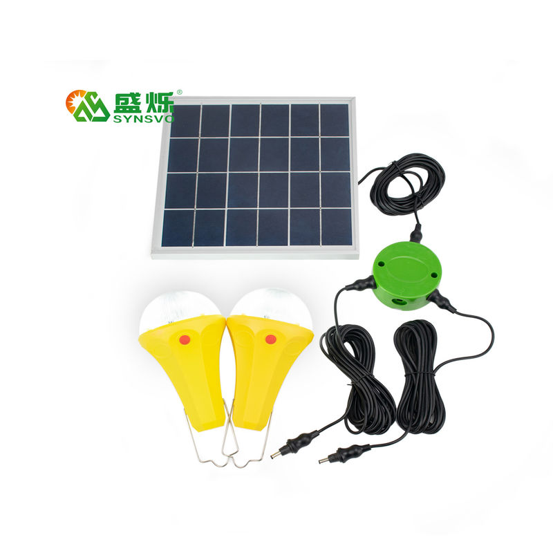 CE ROHS 10W 5V 2pcs * 3W ชุดหลอดไฟพลังงานแสงอาทิตย์พร้อมแผงโซลาร์เซลล์โมโน