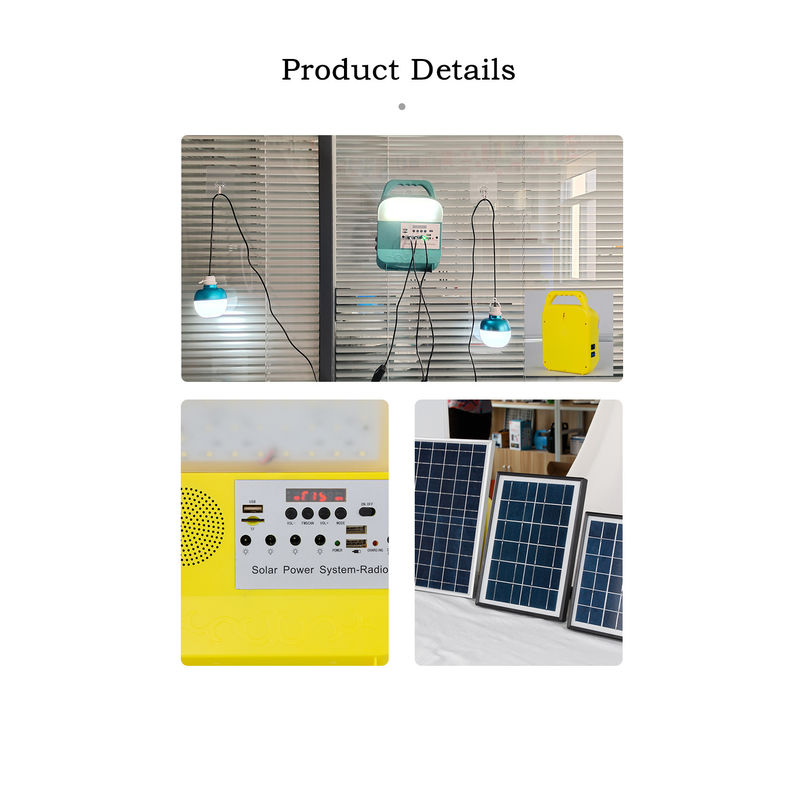 3pcs แบบพกพา 5W เครื่องกำเนิดไฟฟ้าพลังงานแสงอาทิตย์ระบบไฟบ้าน 3.7V พร้อมลำโพงวิทยุ FM