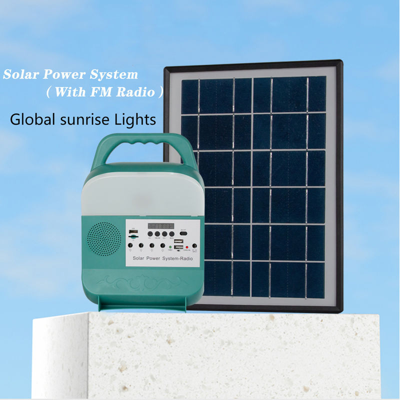 3pcs แบบพกพา 5W เครื่องกำเนิดไฟฟ้าพลังงานแสงอาทิตย์ระบบไฟบ้าน 3.7V พร้อมลำโพงวิทยุ FM