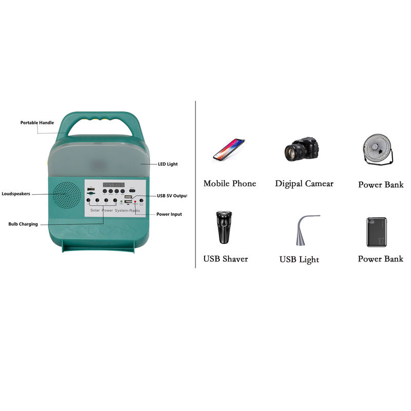 3pcs แบบพกพา 5W เครื่องกำเนิดไฟฟ้าพลังงานแสงอาทิตย์ระบบไฟบ้าน 3.7V พร้อมลำโพงวิทยุ FM