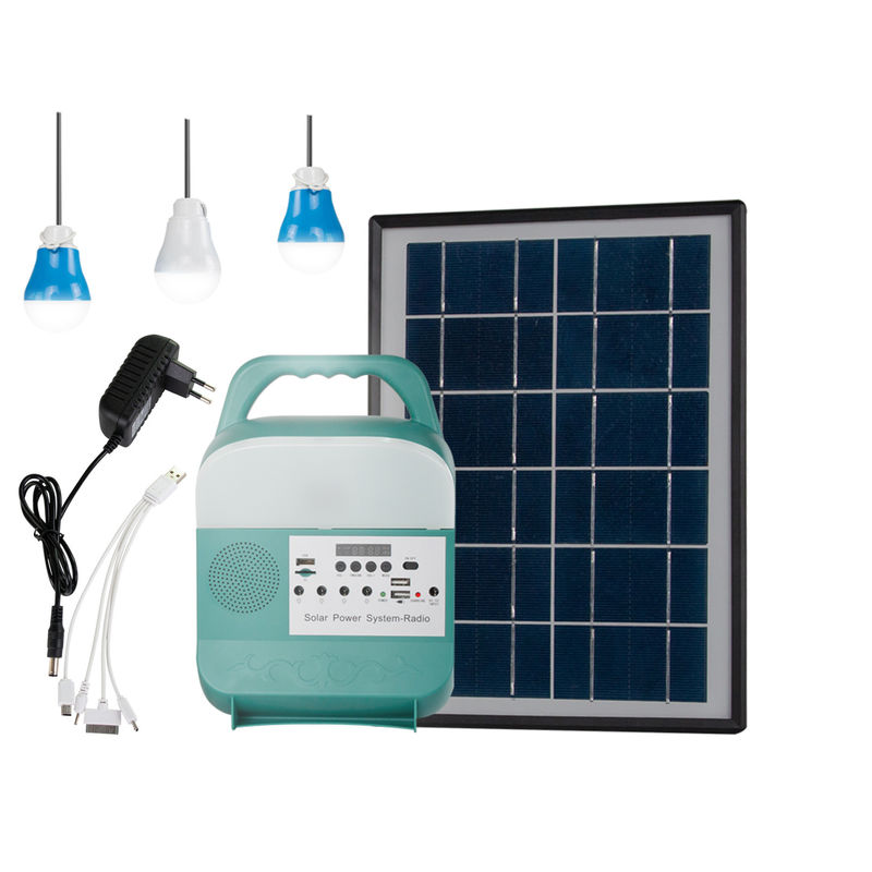 3pcs แบบพกพา 5W เครื่องกำเนิดไฟฟ้าพลังงานแสงอาทิตย์ระบบไฟบ้าน 3.7V พร้อมลำโพงวิทยุ FM