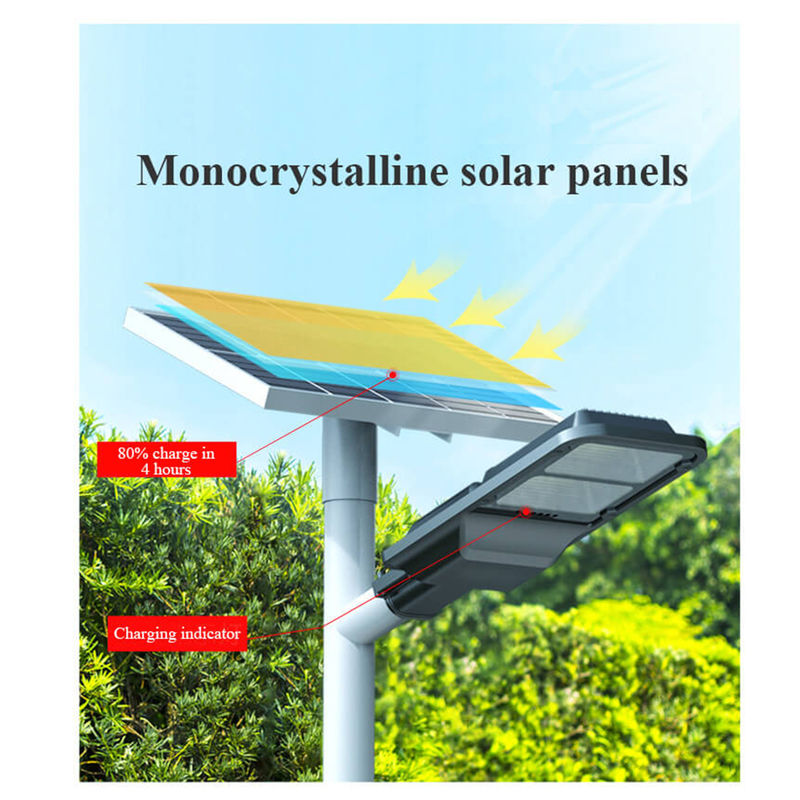 โคมไฟถนนพลังงานแสงอาทิตย์กลางแจ้ง 100W Type C ไฟ LED ขับเคลื่อนกันน้ำ