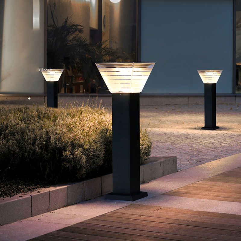 Minimalist 7W LED ไฟสวนพลังงานแสงอาทิตย์ตกแต่งภูมิทัศน์โคมไฟสนาม LED โคมไฟสนามหญ้า