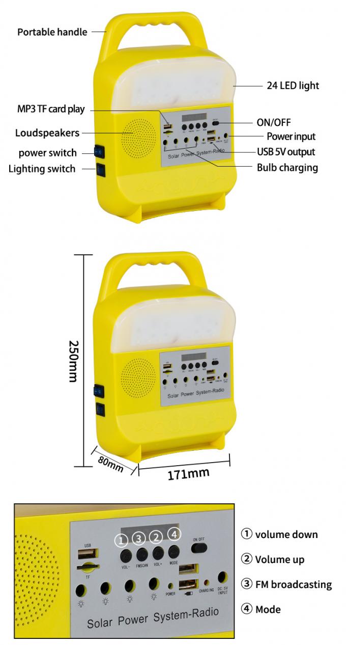 Portable Solar Energy System Camping Lamp Power Supply Microgenerator Home Emergency Light Multifunctional Solar Radio Frequency Modulation