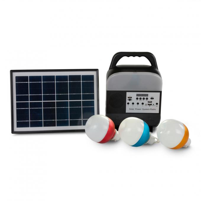 12W Solar Panel 4 LED Bulbs Portable Solar Power Lighting System Kit for Home with Mobile Phone Charging with Bracket