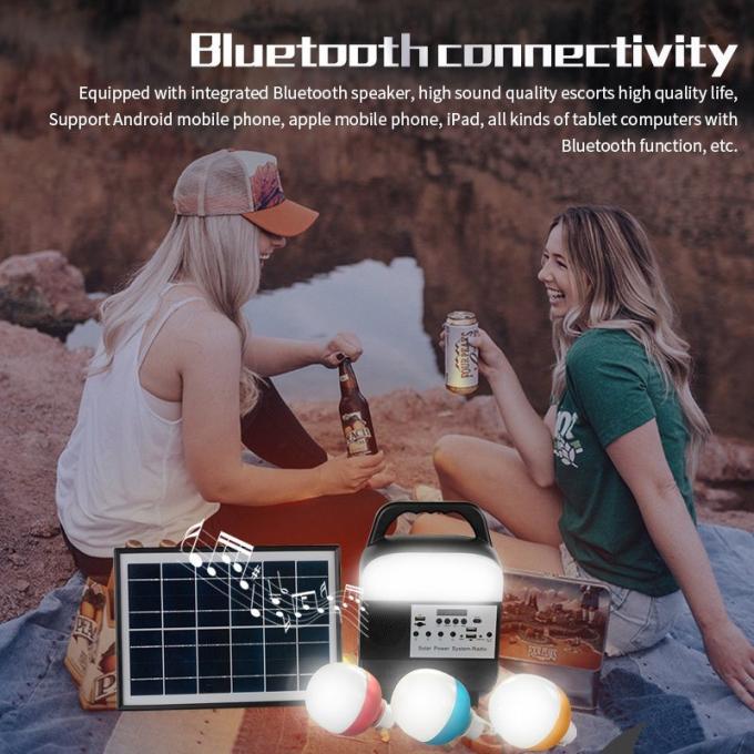 12W Solar Panel 4 LED Bulbs Portable Solar Power Lighting System Kit for Home with Mobile Phone Charging with Bracket
